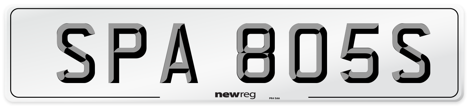 SPA 805S Number Plate from New Reg